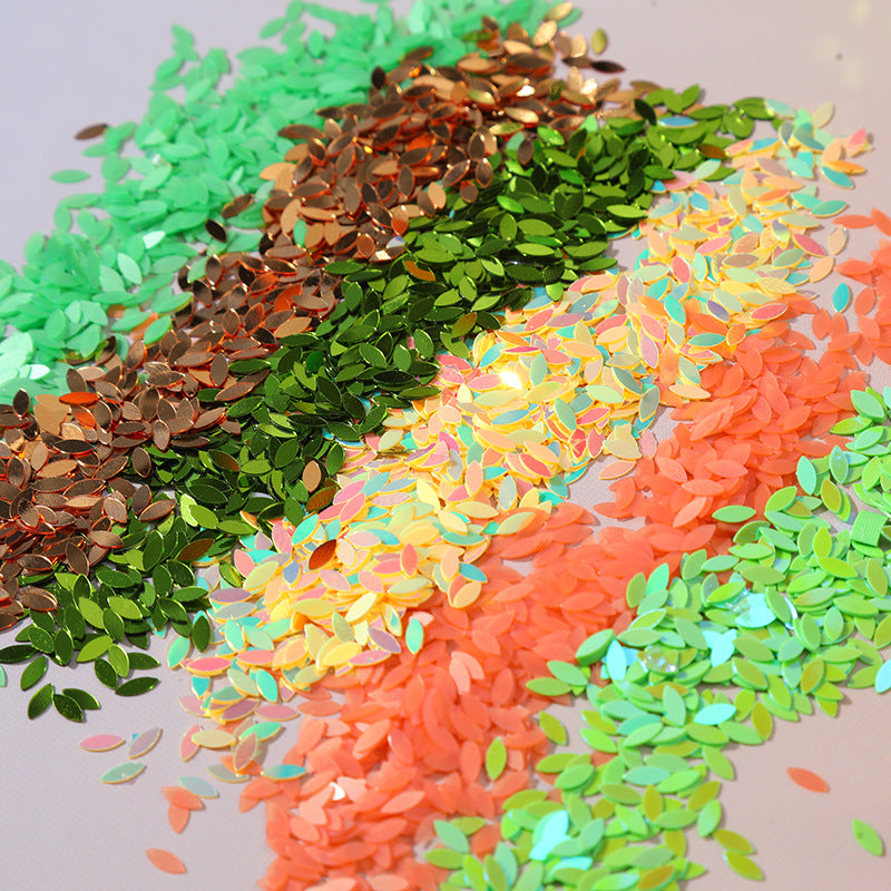 Wholesale Diy Material Green Leaves Eyes Leaves Flow Hemp Leaves Sequins Drip Glue Handmade Quicksand Decoration